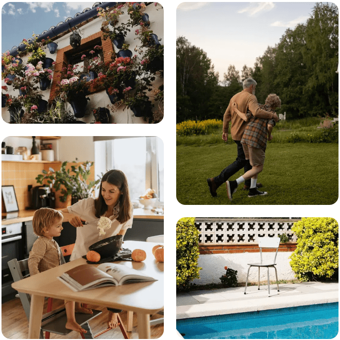 Couple walking in a green field